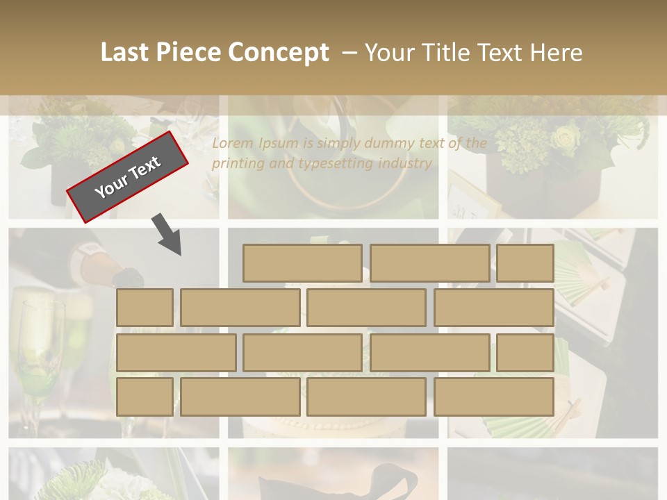 A Collage Of Green And White Wedding Decorations PowerPoint Template