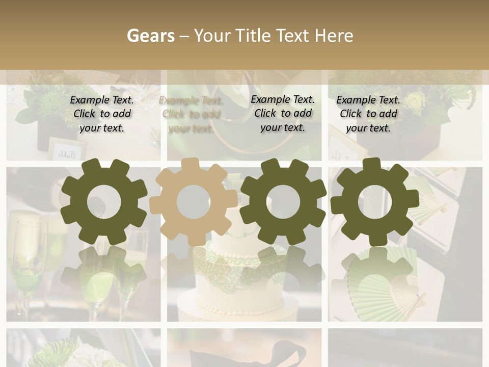 A Collage Of Green And White Wedding Decorations PowerPoint Template