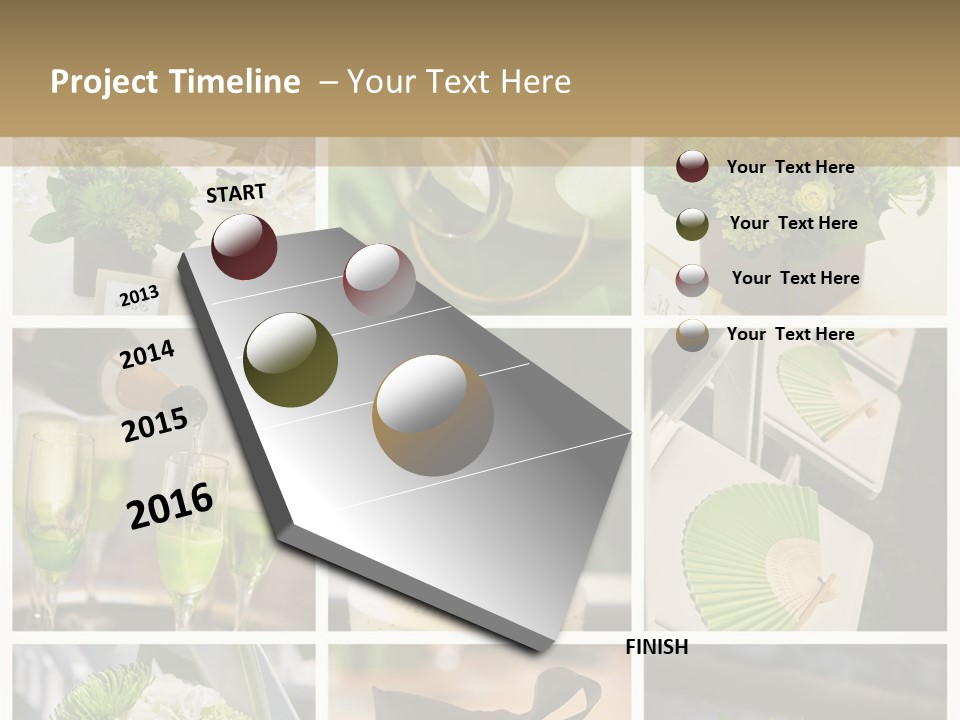 A Collage Of Green And White Wedding Decorations PowerPoint Template