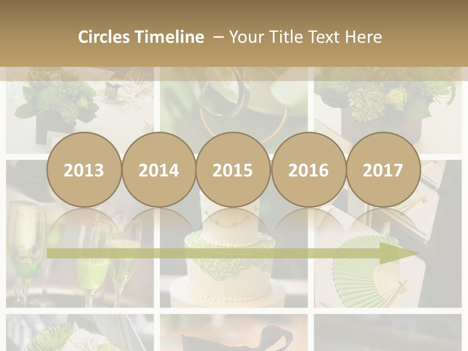 A Collage Of Green And White Wedding Decorations PowerPoint Template