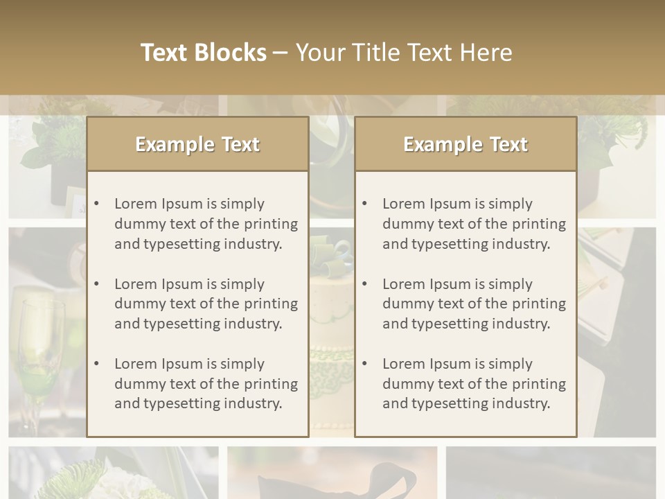 A Collage Of Green And White Wedding Decorations PowerPoint Template
