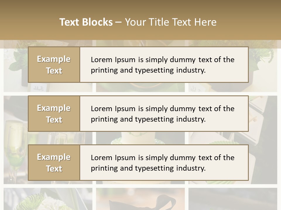 A Collage Of Green And White Wedding Decorations PowerPoint Template