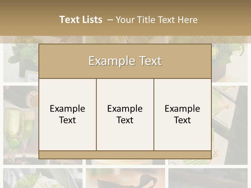 A Collage Of Green And White Wedding Decorations PowerPoint Template