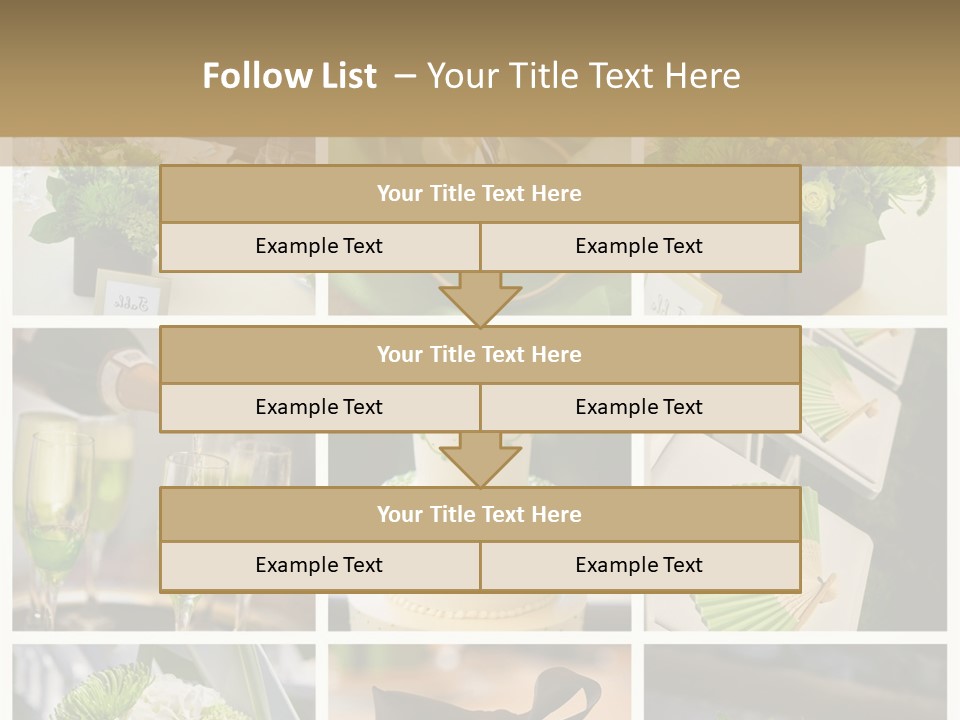 A Collage Of Green And White Wedding Decorations PowerPoint Template