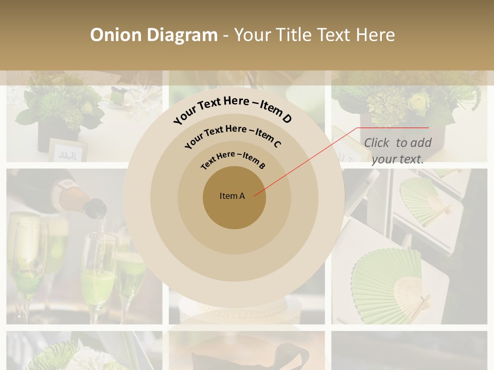 A Collage Of Green And White Wedding Decorations PowerPoint Template