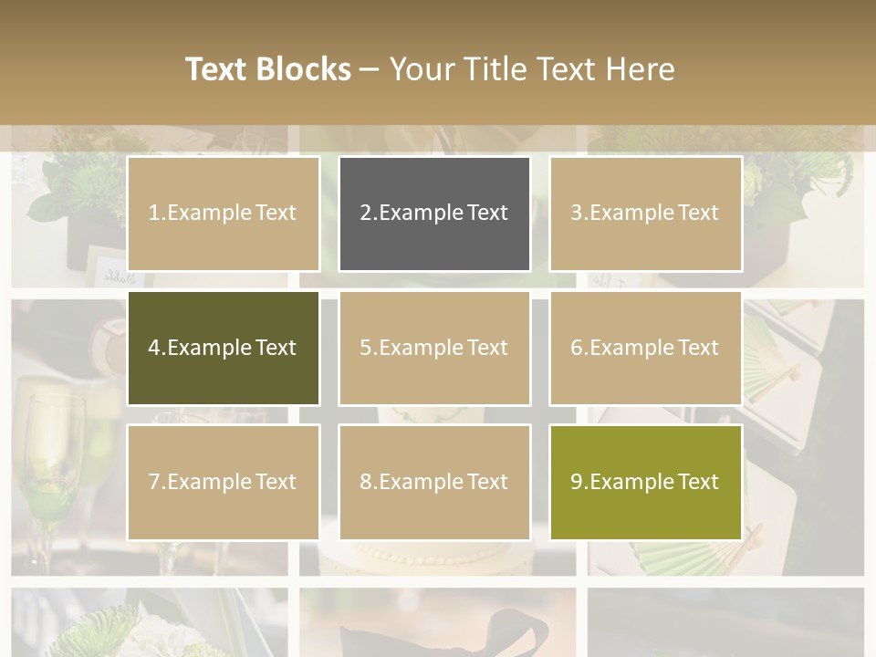 A Collage Of Green And White Wedding Decorations PowerPoint Template