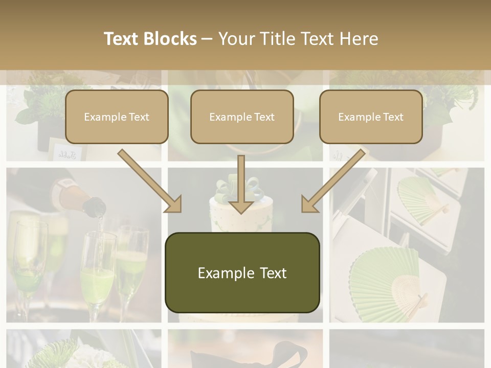 A Collage Of Green And White Wedding Decorations PowerPoint Template