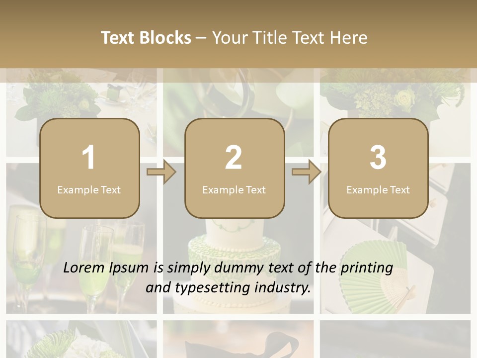 A Collage Of Green And White Wedding Decorations PowerPoint Template