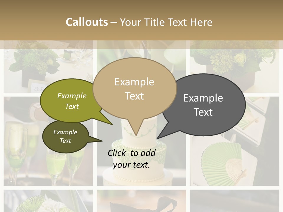 A Collage Of Green And White Wedding Decorations PowerPoint Template