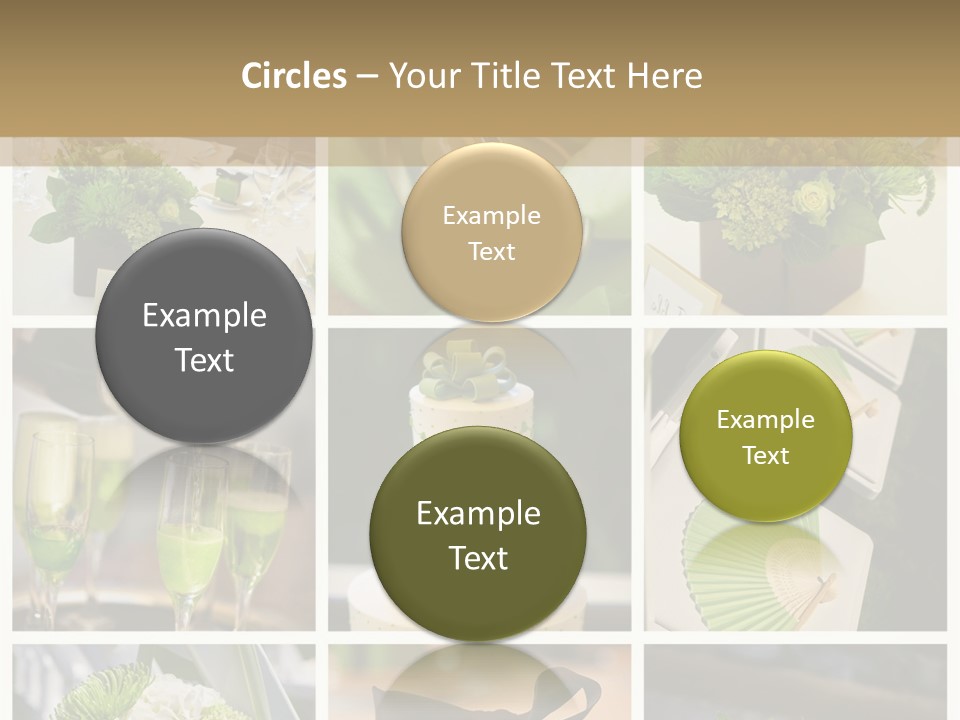 A Collage Of Green And White Wedding Decorations PowerPoint Template