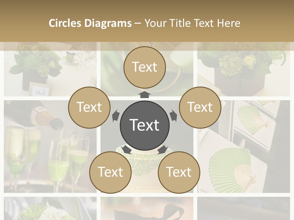 A Collage Of Green And White Wedding Decorations PowerPoint Template