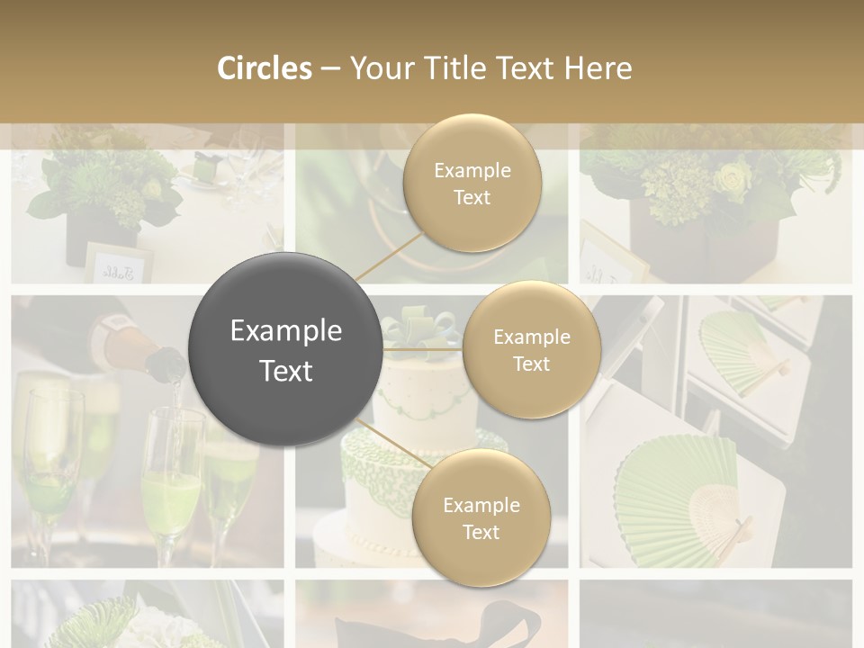 A Collage Of Green And White Wedding Decorations PowerPoint Template