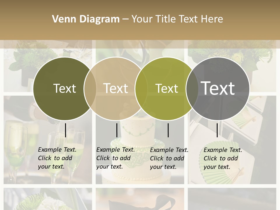A Collage Of Green And White Wedding Decorations PowerPoint Template