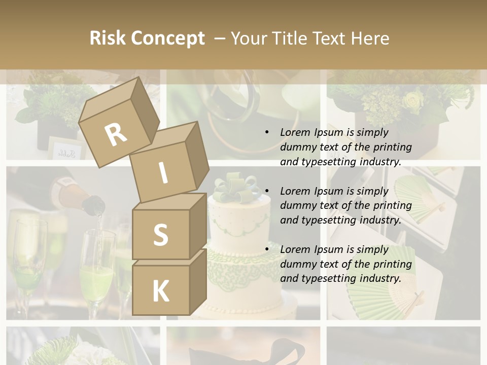 A Collage Of Green And White Wedding Decorations PowerPoint Template