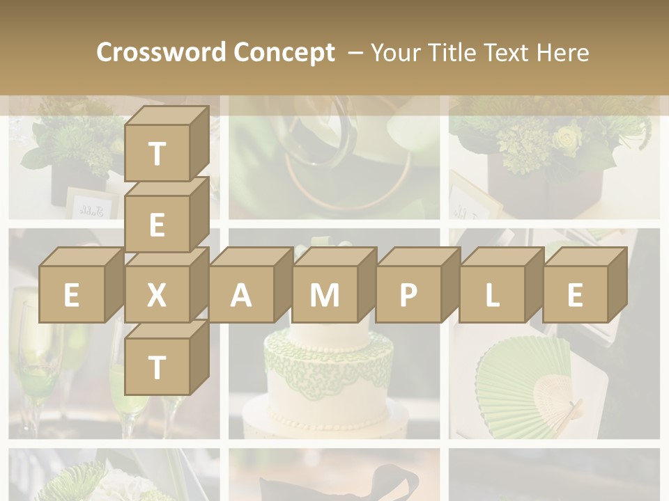 A Collage Of Green And White Wedding Decorations PowerPoint Template