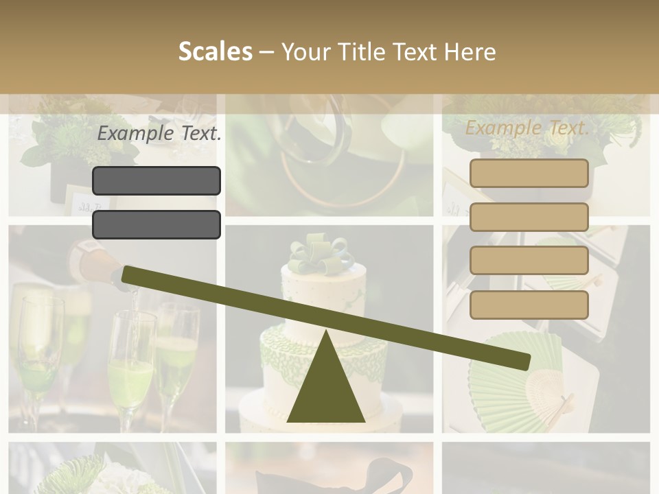 A Collage Of Green And White Wedding Decorations PowerPoint Template