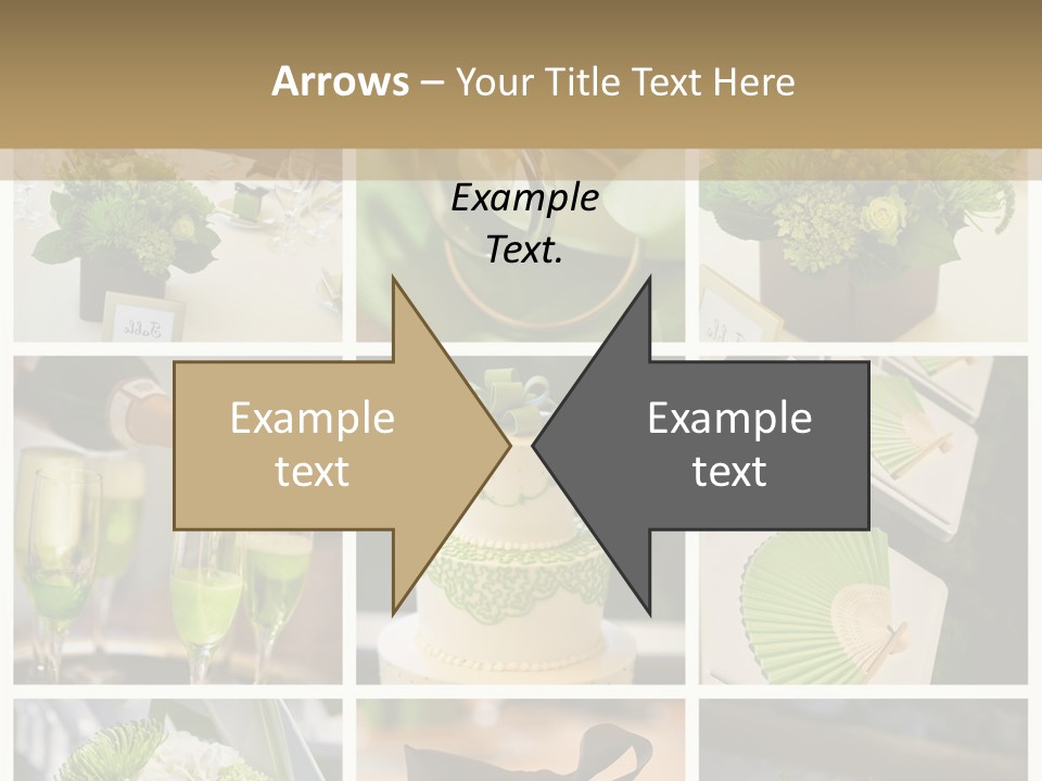 A Collage Of Green And White Wedding Decorations PowerPoint Template