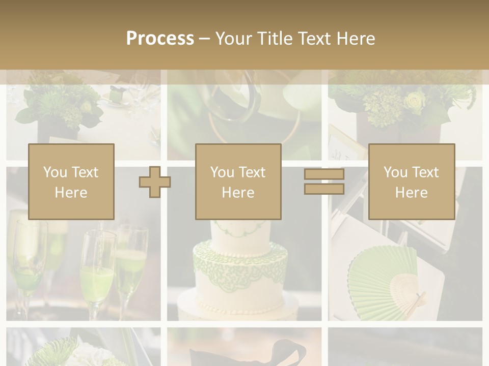 A Collage Of Green And White Wedding Decorations PowerPoint Template