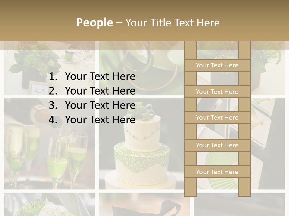 A Collage Of Green And White Wedding Decorations PowerPoint Template