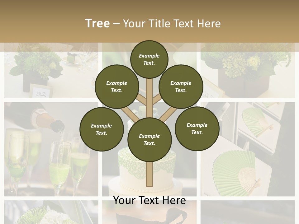 A Collage Of Green And White Wedding Decorations PowerPoint Template