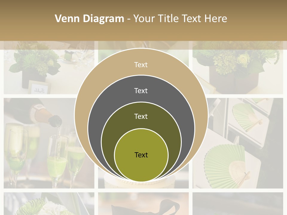 A Collage Of Green And White Wedding Decorations PowerPoint Template