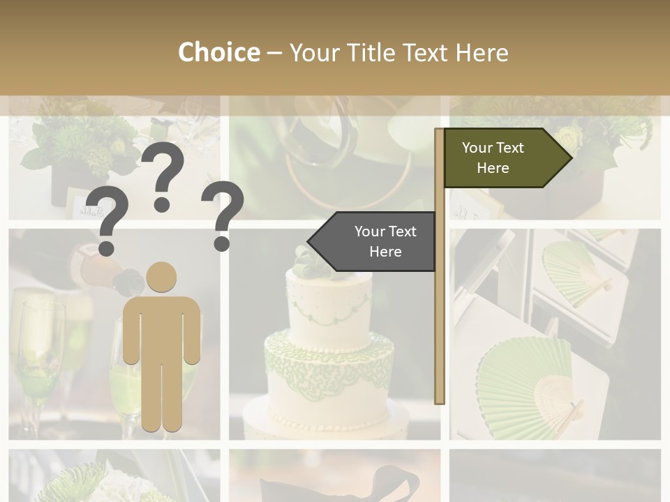 A Collage Of Green And White Wedding Decorations PowerPoint Template