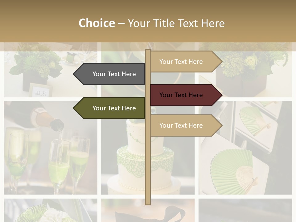 A Collage Of Green And White Wedding Decorations PowerPoint Template