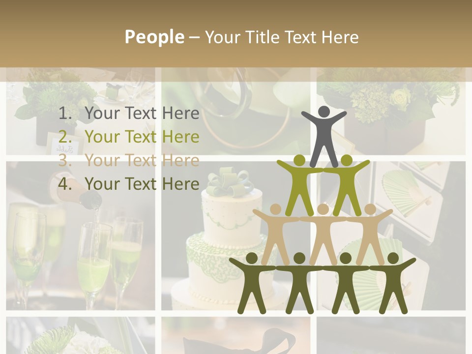 A Collage Of Green And White Wedding Decorations PowerPoint Template