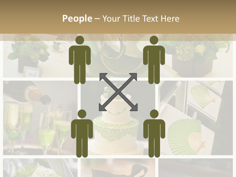 A Collage Of Green And White Wedding Decorations PowerPoint Template