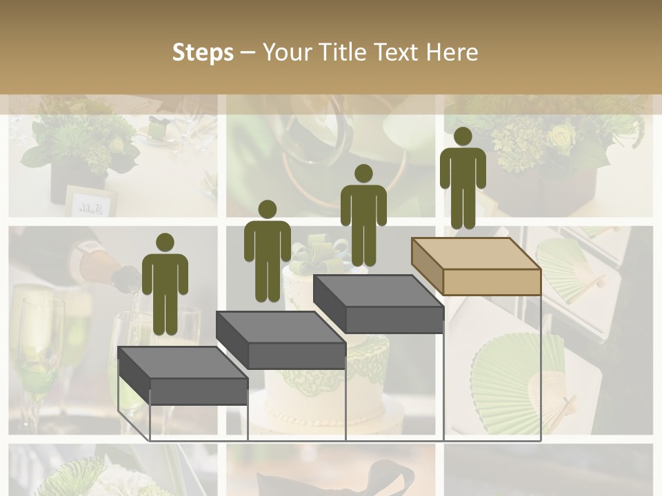 A Collage Of Green And White Wedding Decorations PowerPoint Template