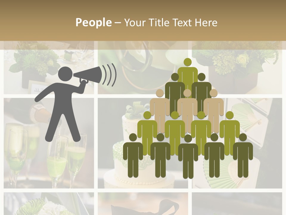 A Collage Of Green And White Wedding Decorations PowerPoint Template