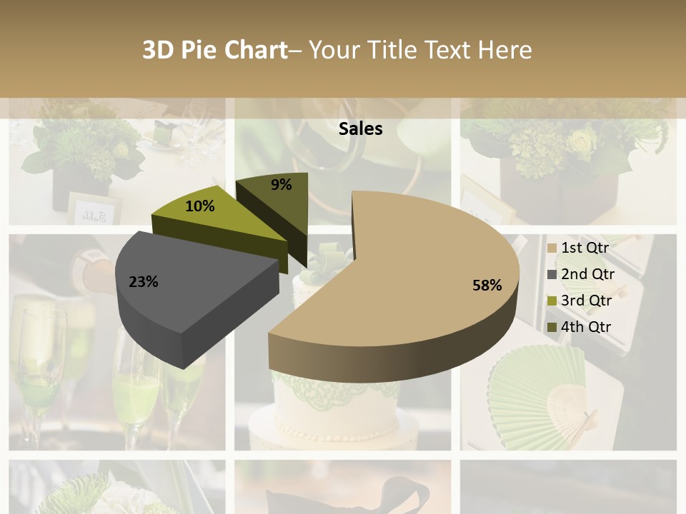 A Collage Of Green And White Wedding Decorations PowerPoint Template