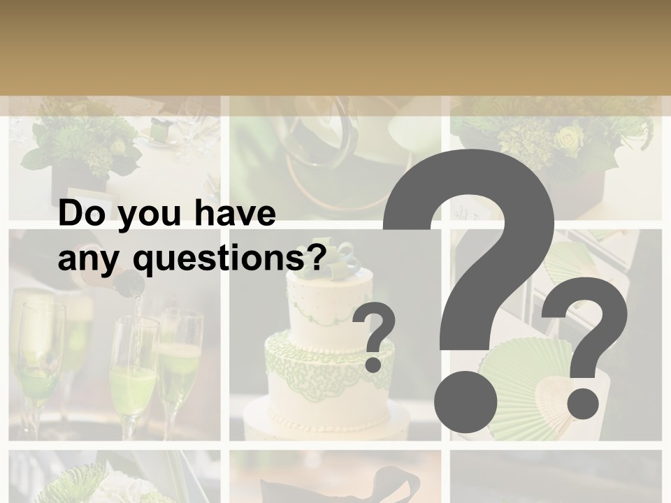 A Collage Of Green And White Wedding Decorations PowerPoint Template