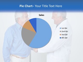Two Men Shaking Hands In Front Of A White Wall PowerPoint Template