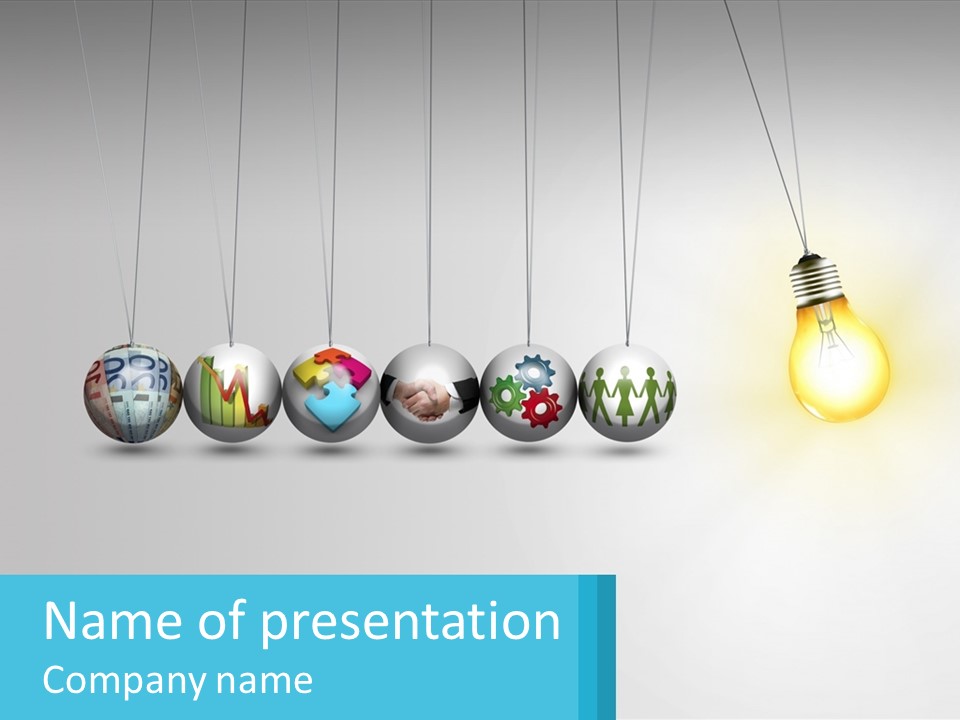 A Group Of Light Bulbs Hanging From Strings PowerPoint Template