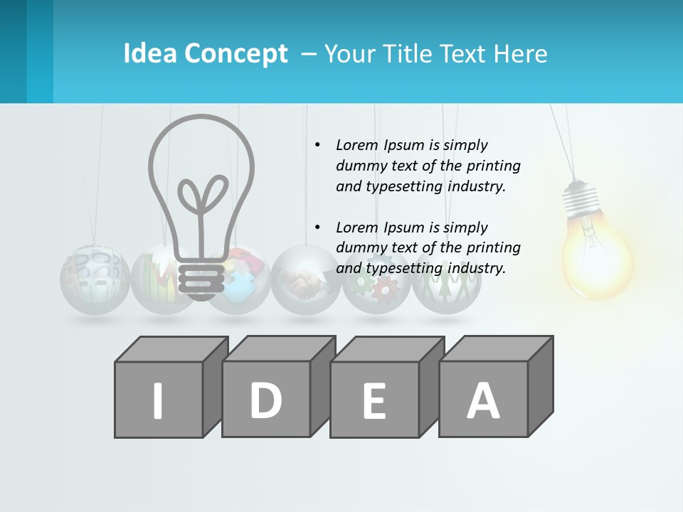 A Group Of Light Bulbs Hanging From Strings PowerPoint Template