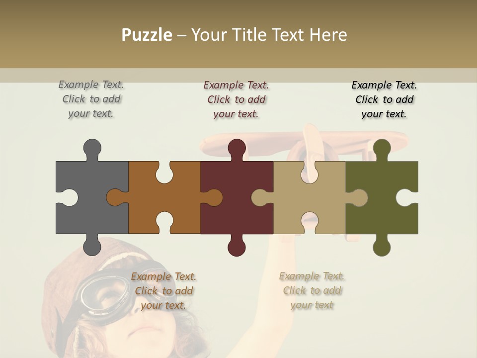 A Little Girl Holding A Toy Airplane In Her Hand PowerPoint Template