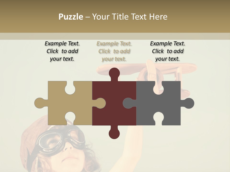 A Little Girl Holding A Toy Airplane In Her Hand PowerPoint Template