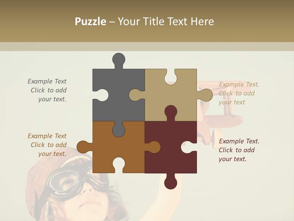 A Little Girl Holding A Toy Airplane In Her Hand PowerPoint Template