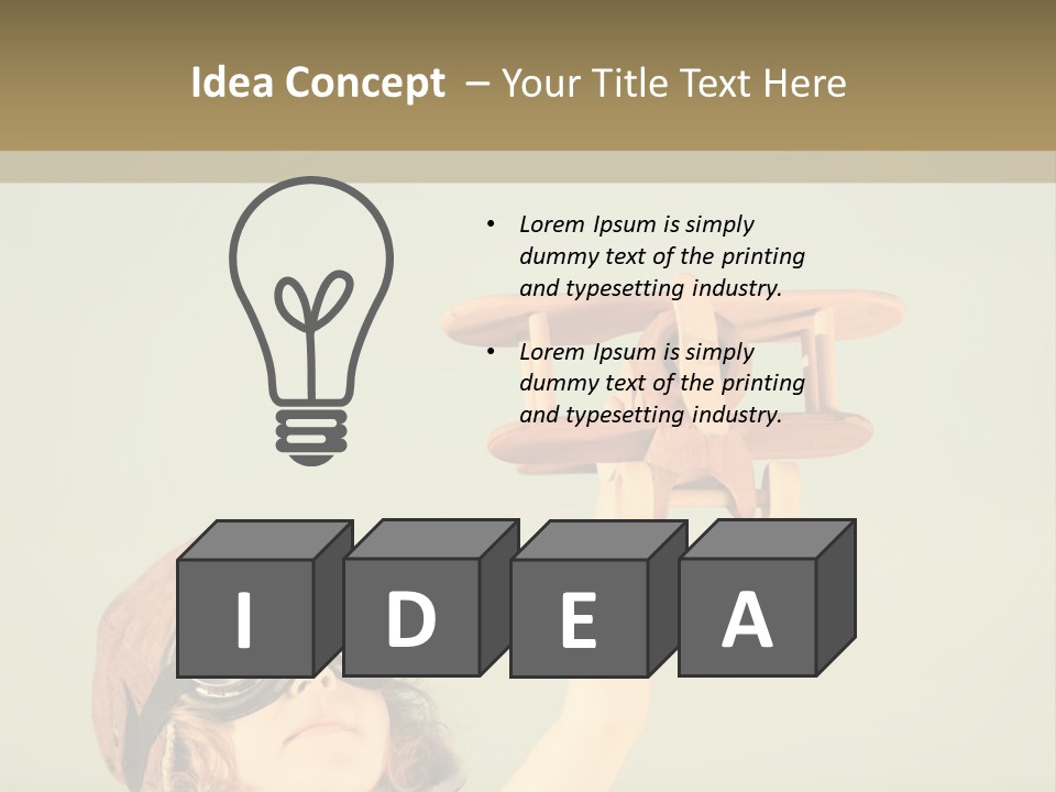 A Little Girl Holding A Toy Airplane In Her Hand PowerPoint Template