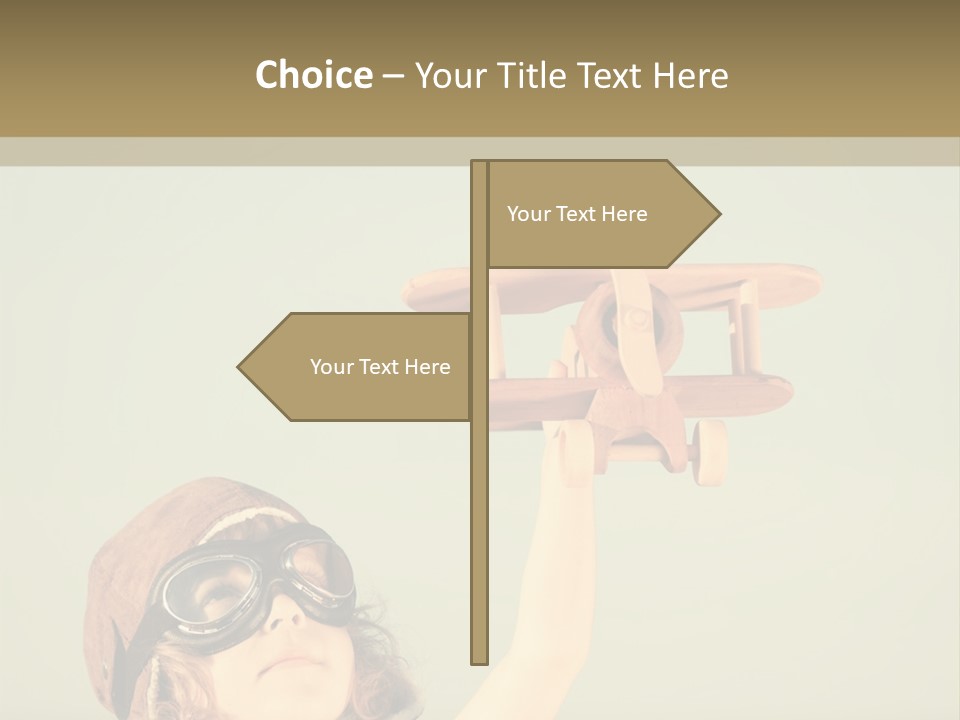 A Little Girl Holding A Toy Airplane In Her Hand PowerPoint Template