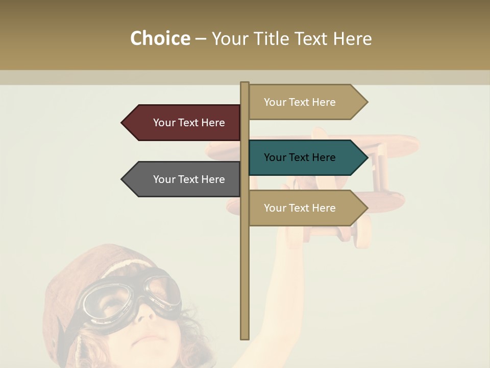 A Little Girl Holding A Toy Airplane In Her Hand PowerPoint Template