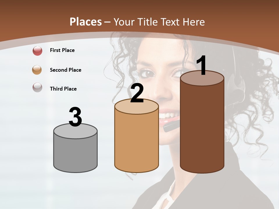 A Woman With A Headset Is Smiling For The Camera PowerPoint Template