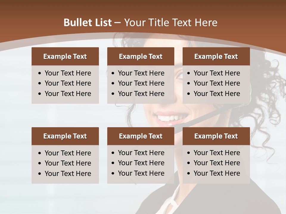 A Woman With A Headset Is Smiling For The Camera PowerPoint Template