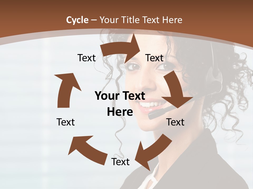 A Woman With A Headset Is Smiling For The Camera PowerPoint Template