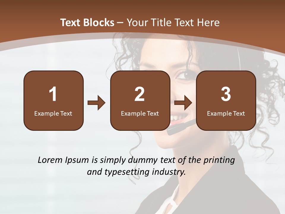A Woman With A Headset Is Smiling For The Camera PowerPoint Template