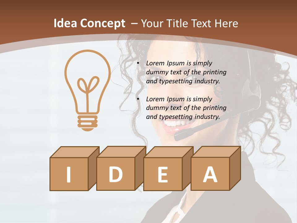 A Woman With A Headset Is Smiling For The Camera PowerPoint Template