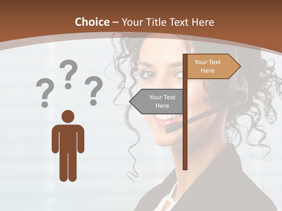 A Woman With A Headset Is Smiling For The Camera PowerPoint Template