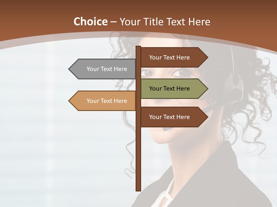 A Woman With A Headset Is Smiling For The Camera PowerPoint Template