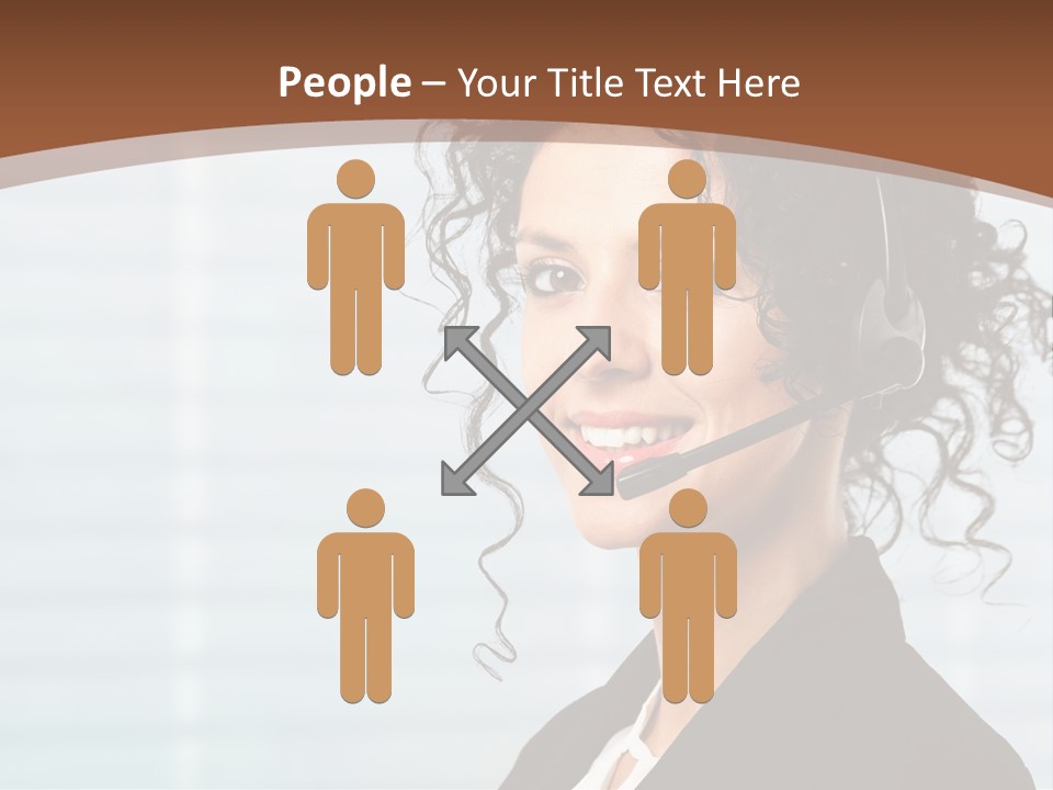 A Woman With A Headset Is Smiling For The Camera PowerPoint Template